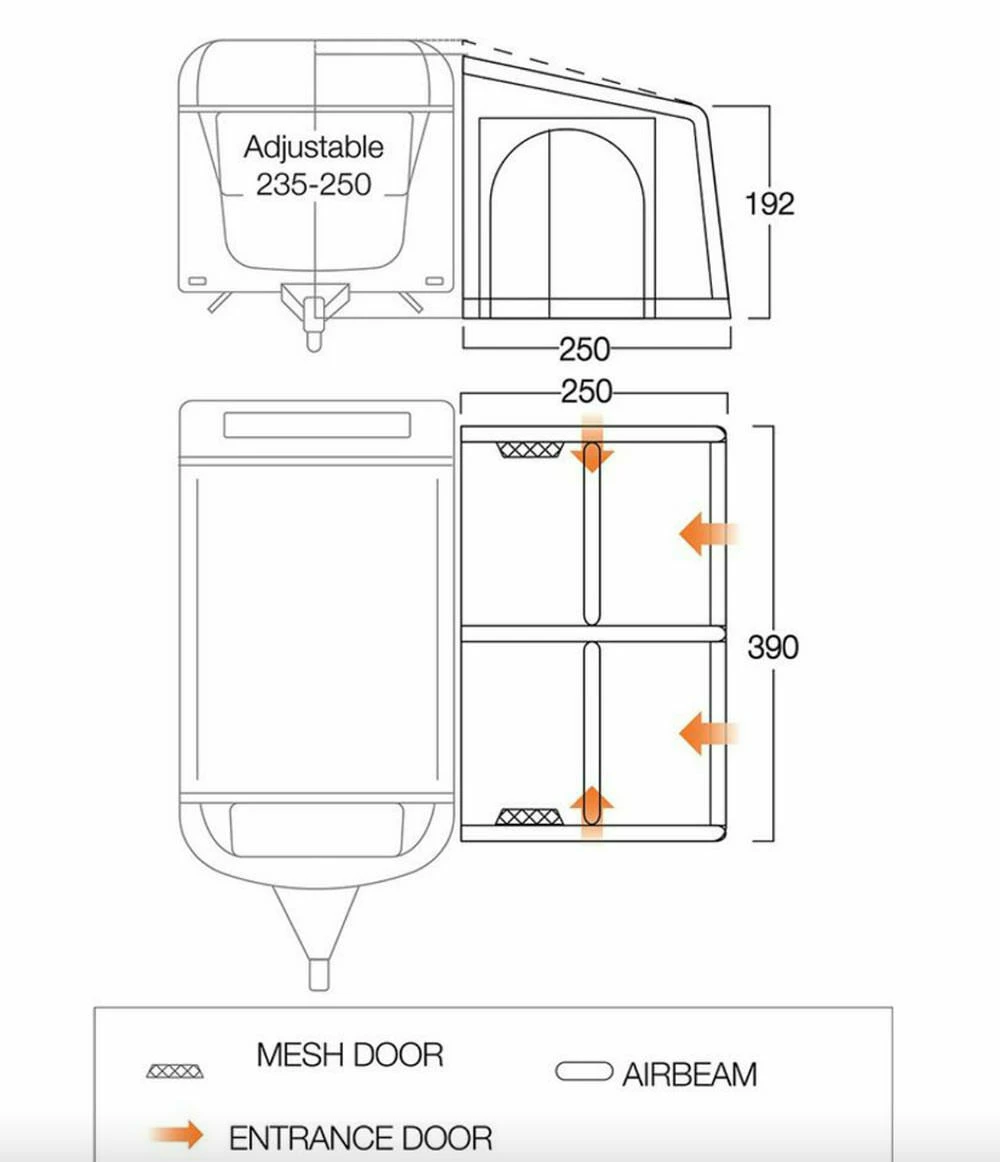 Vango Balletto Air 390 Elements Shield Caravan Awning (2023) - Image 4