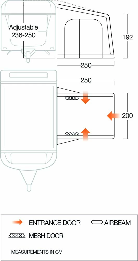 Vango Balletto Air 200 Elements Shield Caravan Awning (2023) - Image 2