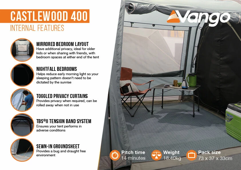 Vango Castlewood 400 Poled Tent Package (2023) - Image 4